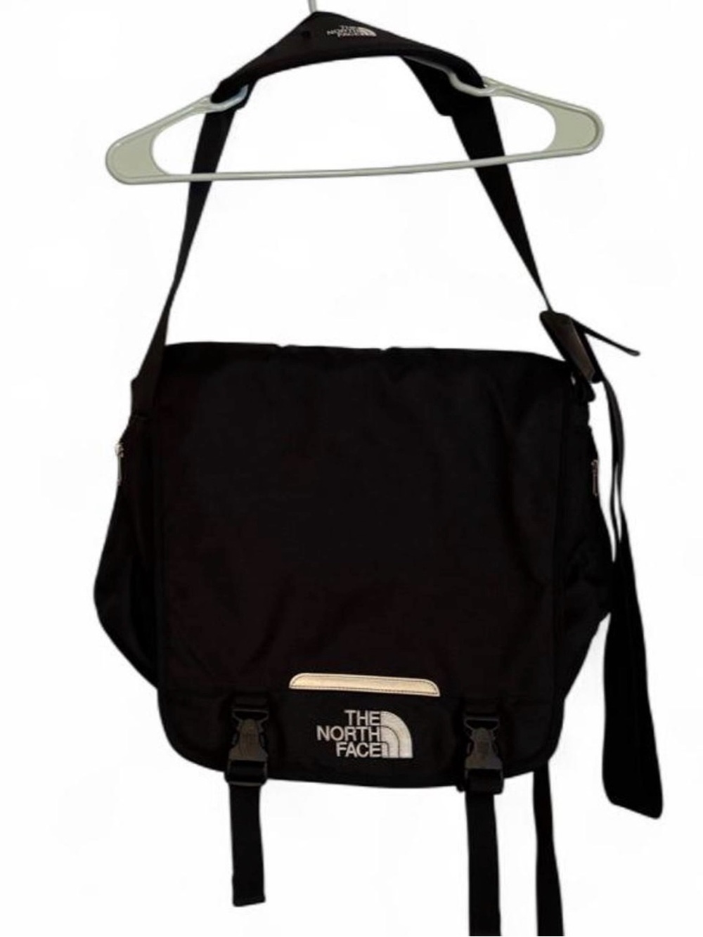 The North Face Black Messenger Bag with White Logo Accent